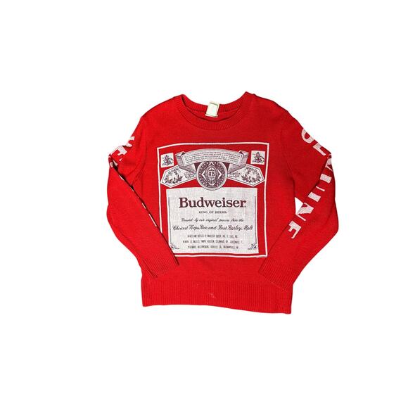 Junk Food Budweiser Long Sleeve Shirt Red Genuine Logo Tee Men’s M - Picture 1 of 8